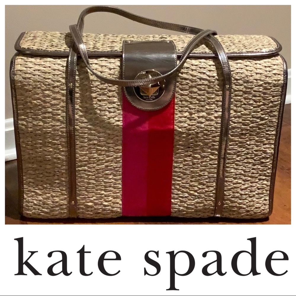 NWT Vintage Kate Spade Large Janna Wicker Tote - Picture 3 of 14